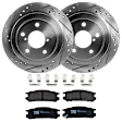 KIT-072924-5329 2-Wheel Set Rear Brake Disc and Pad Kit, Cross-drilled and Slotted 5 Lugs 265.43 mm Semi-metallic, Includes (2) Brake Disc and (1) Brake Pad Set