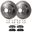 KIT-072924-5349 2-Wheel Set Rear Brake Disc and Pad Kit, Cross-drilled and Slotted 5 Lugs 273.81 mm Ceramic, Includes (2) Brake Disc and (1) Brake Pad Set