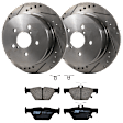 KIT-072924-5351 2-Wheel Set Rear Brake Disc and Pad Kit, Cross-drilled and Slotted 5 Lugs 273.81 mm Ceramic, Includes (2) Brake Disc and (1) Brake Pad Set