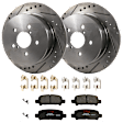 KIT-072924-5352 2-Wheel Set Rear Brake Disc and Pad Kit, Cross-drilled and Slotted 5 Lugs 273.81 mm Ceramic, Includes (2) Brake Disc and (1) Brake Pad Set