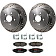 KIT-072924-5353 2-Wheel Set Rear Brake Disc and Pad Kit, Cross-drilled and Slotted 5 Lugs 273.81 mm Ceramic, Includes (2) Brake Disc and (1) Brake Pad Set