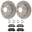 KIT-072924-5407 2-Wheel Set Rear Brake Disc and Pad Kit, Cross-drilled and Slotted 5 Lugs 268.99 mm Ceramic, Includes (2) Brake Disc and (1) Brake Pad Set