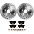 KIT-072924-5426 2-Wheel Set Rear Brake Disc and Pad Kit, Cross-drilled and Slotted 5 Lugs 259.08 mm Ceramic, Includes (1) Brake Pad Set and (2) Brake Disc