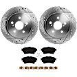 2020 Toyota Corolla - 2-Wheel Set Rear Brake Disc and Pad Kit, Cross-drilled and Slotted, 5 Lugs, 259.08 mm, Ceramic, Manual Parking Brake, FI, 1.8L 4Cyl, Includes (2) Disc and (1) Pad Set