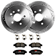 KIT-072924-5457 2-Wheel Set Rear Brake Disc and Pad Kit, Cross-drilled and Slotted 5 Lugs 291 mm Ceramic, Includes (2) Brake Disc and (1) Brake Pad Set