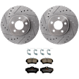 KIT-072924-557 2-Wheel Set Front Brake Disc and Pad Kit, Cross-drilled and Slotted 5 Lugs 279.91 mm Ceramic, Includes (2) Brake Disc and (1) Brake Pad Set