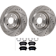 KIT-072924-579 2-Wheel Set Rear Brake Disc and Pad Kit, Cross-drilled and Slotted 5 Lugs 329.95 mm Semi-metallic, Includes (1) Brake Pad Set and (2) Brake Disc