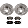 KIT-072924-580 2-Wheel Set Rear Brake Disc and Pad Kit, Cross-drilled and Slotted 5 Lugs 329.95 mm Semi-metallic, Includes (1) Brake Pad Set and (2) Brake Disc