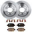 KIT-072924-598 2-Wheel Set Rear Brake Disc and Pad Kit, Plain Surface 5 Lugs 288.04 mm Ceramic, Includes (1) Brake Pad Set and (2) Brake Disc