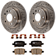 KIT-072924-601 2-Wheel Set Rear Brake Disc and Pad Kit, Cross-drilled and Slotted 5 Lugs 288.04 mm Ceramic, Includes (2) Brake Disc and (1) Brake Pad Set
