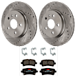 KIT-072924-608 2-Wheel Set Rear Brake Disc and Pad Kit, Cross-drilled and Slotted 5 Lugs 314.96 mm Semi-metallic, Includes (1) Brake Pad Set and (2) Brake Disc