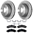 KIT-072924-672 2-Wheel Set Rear Brake Disc and Pad Kit, Cross-drilled and Slotted 6 Lugs 329.69 mm Semi-metallic, Includes (2) Brake Disc and (1) Brake Pad Set