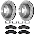 KIT-072924-679 2-Wheel Set Rear Brake Disc and Pad Kit, Cross-drilled and Slotted 6 Lugs 329.69 mm Ceramic, Includes (2) Brake Disc and (1) Brake Pad Set