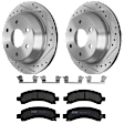KIT-072924-714 2-Wheel Set Rear Brake Disc and Pad Kit, Cross-drilled and Slotted 6 Lugs 325.12 mm Ceramic, Includes (2) Brake Disc and (1) Brake Pad Set