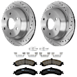 KIT-072924-715 2-Wheel Set Rear Brake Disc and Pad Kit, Cross-drilled and Slotted 6 Lugs 325.12 mm Ceramic, Includes (2) Brake Disc and (1) Brake Pad Set