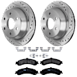 KIT-072924-717 2-Wheel Set Rear Brake Disc and Pad Kit, Cross-drilled and Slotted 6 Lugs 325.12 mm Semi-metallic, Includes (2) Brake Disc and (1) Brake Pad Set