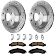 KIT-072924-718 2-Wheel Set Rear Brake Disc and Pad Kit, Cross-drilled and Slotted 6 Lugs 325.12 mm Ceramic, Includes (2) Brake Disc and (1) Brake Pad Set