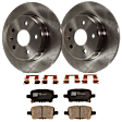 KIT-072924-735 2-Wheel Set Rear Brake Disc and Pad Kit, Plain Surface 5 Lugs 263.91 mm Ceramic, Includes (2) Brake Disc and (1) Brake Pad Set