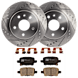KIT-072924-740 2-Wheel Set Rear Brake Disc and Pad Kit, Cross-drilled and Slotted 5 Lugs 263.91 mm Ceramic, Includes (2) Brake Disc and (1) Brake Pad Set