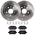 KIT-072924-741 2-Wheel Set Rear Brake Disc and Pad Kit, Cross-drilled and Slotted 5 Lugs 263.91 mm Ceramic, Includes (2) Brake Disc and (1) Brake Pad Set