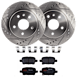 KIT-072924-742 2-Wheel Set Rear Brake Disc and Pad Kit, Cross-drilled and Slotted 5 Lugs 263.91 mm Ceramic, Includes (2) Brake Disc and (1) Brake Pad Set