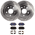 KIT-072924-743 2-Wheel Set Rear Brake Disc and Pad Kit, Cross-drilled and Slotted 5 Lugs 263.91 mm Ceramic, Includes (2) Brake Disc and (1) Brake Pad Set