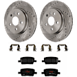 KIT-072924-755 2-Wheel Set Rear Brake Disc and Pad Kit, Cross-drilled and Slotted 5 Lugs 314.96 mm Ceramic, Includes (1) Brake Pad Set and (2) Brake Disc