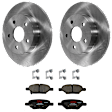KIT-072924-777 2-Wheel Set Rear Brake Disc and Pad Kit, Plain Surface 5 Lugs 270 mm Ceramic, Includes (2) Brake Disc and (1) Brake Pad Set