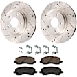 2015 Jeep Patriot - 2-Wheel Set Front Brake Disc and Pad Kit, Cross-drilled and Slotted, 5 Lugs, 294 mm, Ceramic, Code Brf,Brg,Brj, 2.0L 4Cyl, Includes (2) Disc and (1) Pad Set