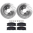 KIT-072924-857 4-Wheel Set Front and Rear Brake Disc and Pad Kit, Cross-drilled and Slotted 5 Lugs 320.04 mm Semi-metallic, Includes (2) Brake Disc and (1) Brake Pad Set