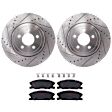 KIT-072924-861 2-Wheel Set Front Brake Disc and Pad Kit, Cross-drilled and Slotted 5 Lugs 344.93 mm Semi-metallic, Includes (1) Brake Pad Set and (2) Brake Disc