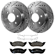 KIT-072924-878 2-Wheel Set Front Brake Disc and Pad Kit, Cross-drilled and Slotted 6 Lugs 287 mm Semi-metallic, Includes (1) Brake Pad Set and (2) Brake Disc