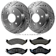 KIT-072924-882 2-Wheel Set Front Brake Disc and Pad Kit, Cross-drilled and Slotted 6 Lugs 287 mm Semi-metallic, Includes (1) Brake Pad Set and (2) Brake Disc