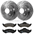 KIT-072924-886 2-Wheel Set Front Brake Disc and Pad Kit, Cross-drilled and Slotted 6 Lugs 287 mm Semi-metallic, Includes (1) Brake Pad Set and (2) Brake Disc