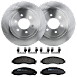 KIT-072924-888 2-Wheel Set Front Brake Disc and Pad Kit, Plain Surface 6 Lugs 308 mm Semi-metallic, Includes (1) Brake Pad Set and (2) Brake Disc