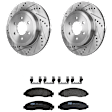 KIT-072924-891 2-Wheel Set Front Brake Disc and Pad Kit, Cross-drilled and Slotted 6 Lugs 308 mm Semi-metallic, Includes (2) Brake Disc and (1) Brake Pad Set