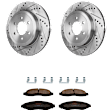 KIT-072924-892 2-Wheel Set Front Brake Disc and Pad Kit, Cross-drilled and Slotted 6 Lugs 308 mm Semi-metallic, Includes (2) Brake Disc and (1) Brake Pad Set