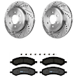 KIT-072924-897 2-Wheel Set Front Brake Disc and Pad Kit, Cross-drilled and Slotted 6 Lugs 308 mm Semi-metallic, Includes (2) Brake Disc and (1) Brake Pad Set