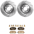 KIT-072924-909 2-Wheel Set Front Brake Disc and Pad Kit, Cross-drilled and Slotted 5 Lugs 305 mm Ceramic, Includes (2) Brake Disc and (1) Brake Pad Set