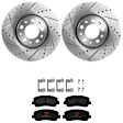 KIT-072924-910 2-Wheel Set Front Brake Disc and Pad Kit, Cross-drilled and Slotted 5 Lugs 305 mm Ceramic, Includes (2) Brake Disc and (1) Brake Pad Set