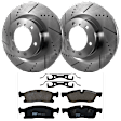 KIT-072924-918 2-Wheel Set Front Brake Disc and Pad Kit, Cross-drilled and Slotted 5 Lugs 330 mm Semi-metallic, Includes (1) Brake Pad Set and (2) Brake Disc