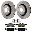 KIT-072924-927 2-Wheel Set Front Brake Disc and Pad Kit, Cross-drilled and Slotted 5 Lugs 350 mm Ceramic, Includes (1) Brake Pad Set and (2) Brake Disc