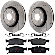 KIT-072924-929 2-Wheel Set Front Brake Disc and Pad Kit, Cross-drilled and Slotted 5 Lugs 350 mm Ceramic, Includes (1) Brake Pad Set and (2) Brake Disc