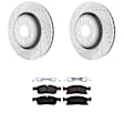 KIT-072924-930 2-Wheel Set Front Brake Disc and Pad Kit, Cross-drilled and Slotted 5 Lugs 350 mm Semi-metallic, Includes (1) Brake Pad Set and (2) Brake Disc