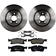 KIT-072924-933 2-Wheel Set Front Brake Disc and Pad Kit, Plain Surface 5 Lugs 379.98 mm Semi-metallic, Includes (1) Brake Pad Set and (2) Brake Disc
