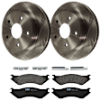 KIT-072924-946 2-Wheel Set Front Brake Disc and Pad Kit, Plain Surface 5 Lugs 307.59 mm Semi-metallic 4WD, Includes (2) Brake Disc and (1) Brake Pad Set