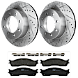 KIT-072924-967 2-Wheel Set Front Brake Disc and Pad Kit, Cross-drilled and Slotted 8 Lugs 353 mm Semi-metallic, Includes (1) Brake Pad Set and (2) Brake Disc