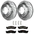 KIT-072924-968 2-Wheel Set Front Brake Disc and Pad Kit, Cross-drilled and Slotted 8 Lugs 353 mm Semi-metallic, Includes (1) Brake Pad Set and (2) Brake Disc