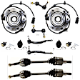 12-Piece Kit Front Suspension Kit, Includes (2) Tie Rod End, (4) Ball Joint, (2) Sway Bar Link, (2) Wheel Hub and (2) Axle Assembly