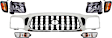 7-Piece Kit Grille Chrome Shell with Painted Dark Gray Insert, Includes (2) Corner Light, (1) Grille Assembly, (2) Headlight, and (2) Turn Signal Light